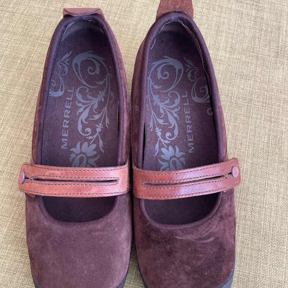 Merrell Women's Plaza Bandeau Espresso Brown Leather Suede Mary Jane Size 7.5